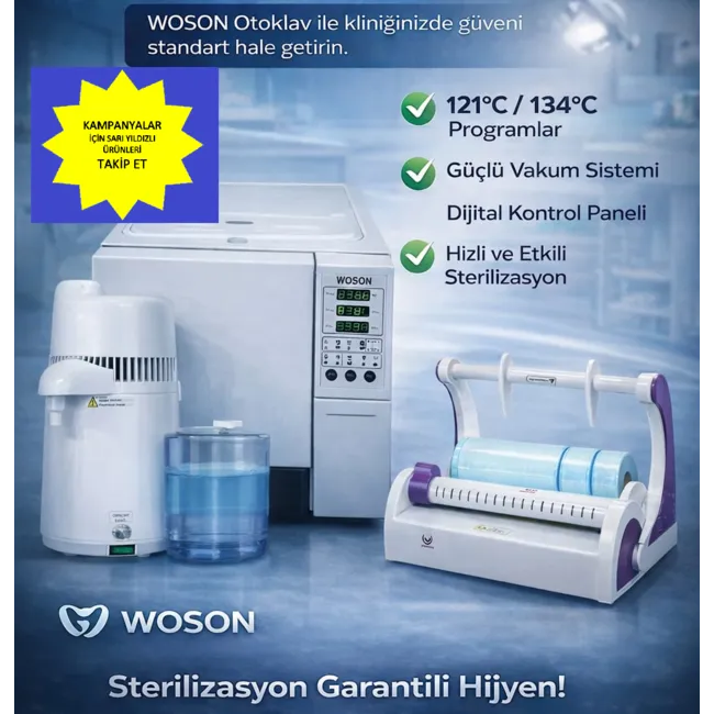 Buhar Otoklavı 23 Lt. + Distile su Cihazı + Yapıştırma Makinesi